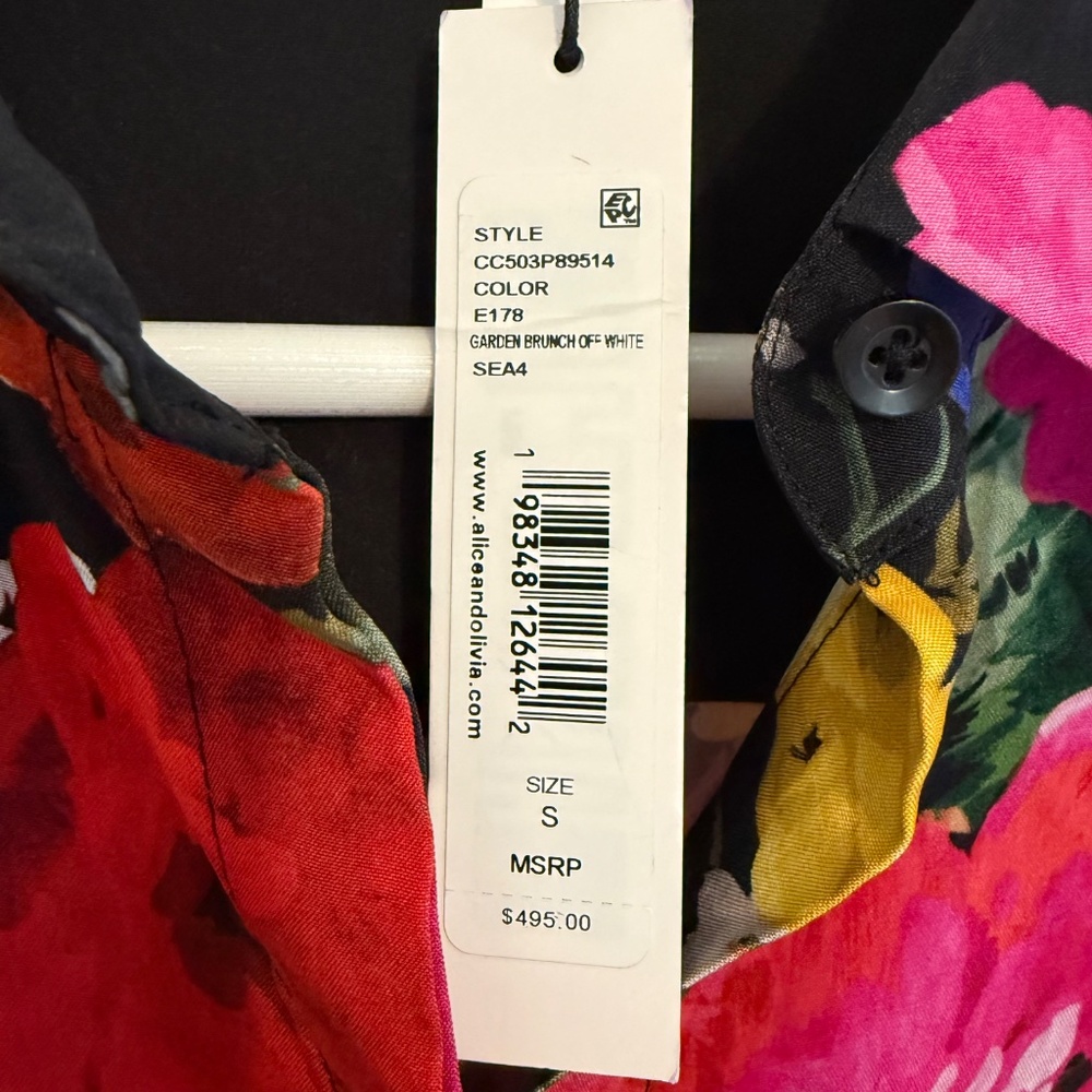 Alice + Olivia Womens Jem Puff Sleeve Multicolor Floral Shirtdress Small - Picture 11 of 12